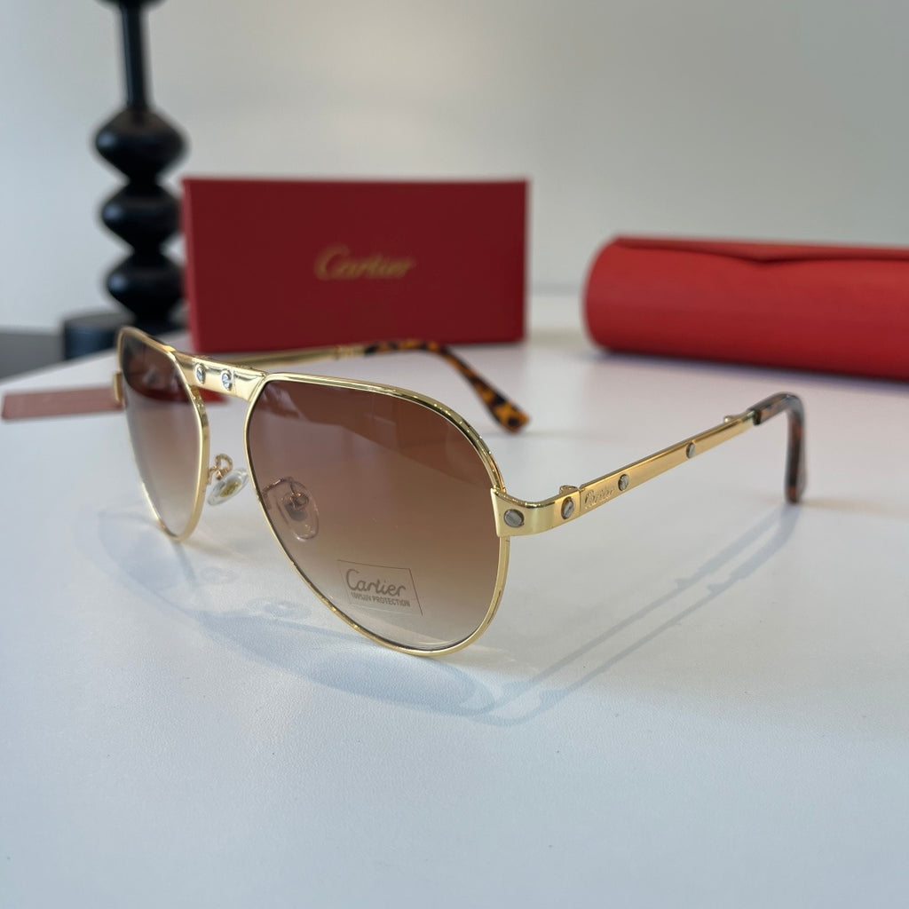 Cartier Folding Metal Rimless Brown Lens Sunglasses for Men & Women - 416001 - detail image 3