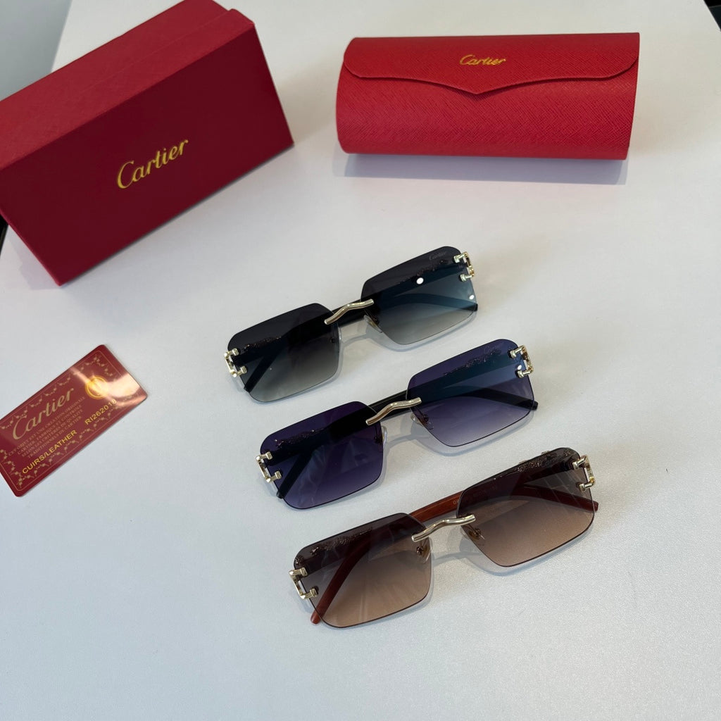 Cartier Lightweight Metal Rimless Silver Lens Sunglasses for Men & Wo - 487235 - detail image 12