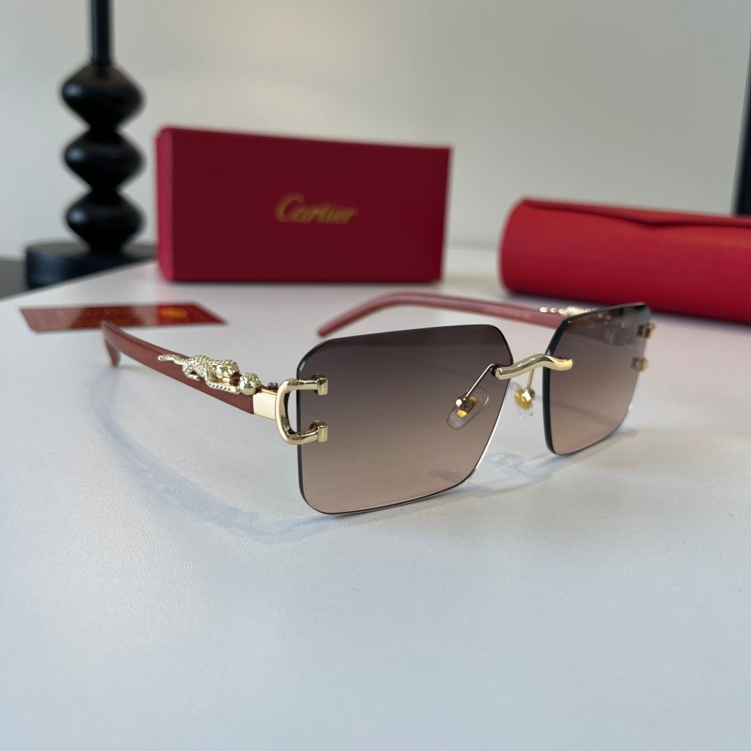 Cartier Lightweight Metal Rimless Silver Lens Sunglasses for Men & Wo - 372242