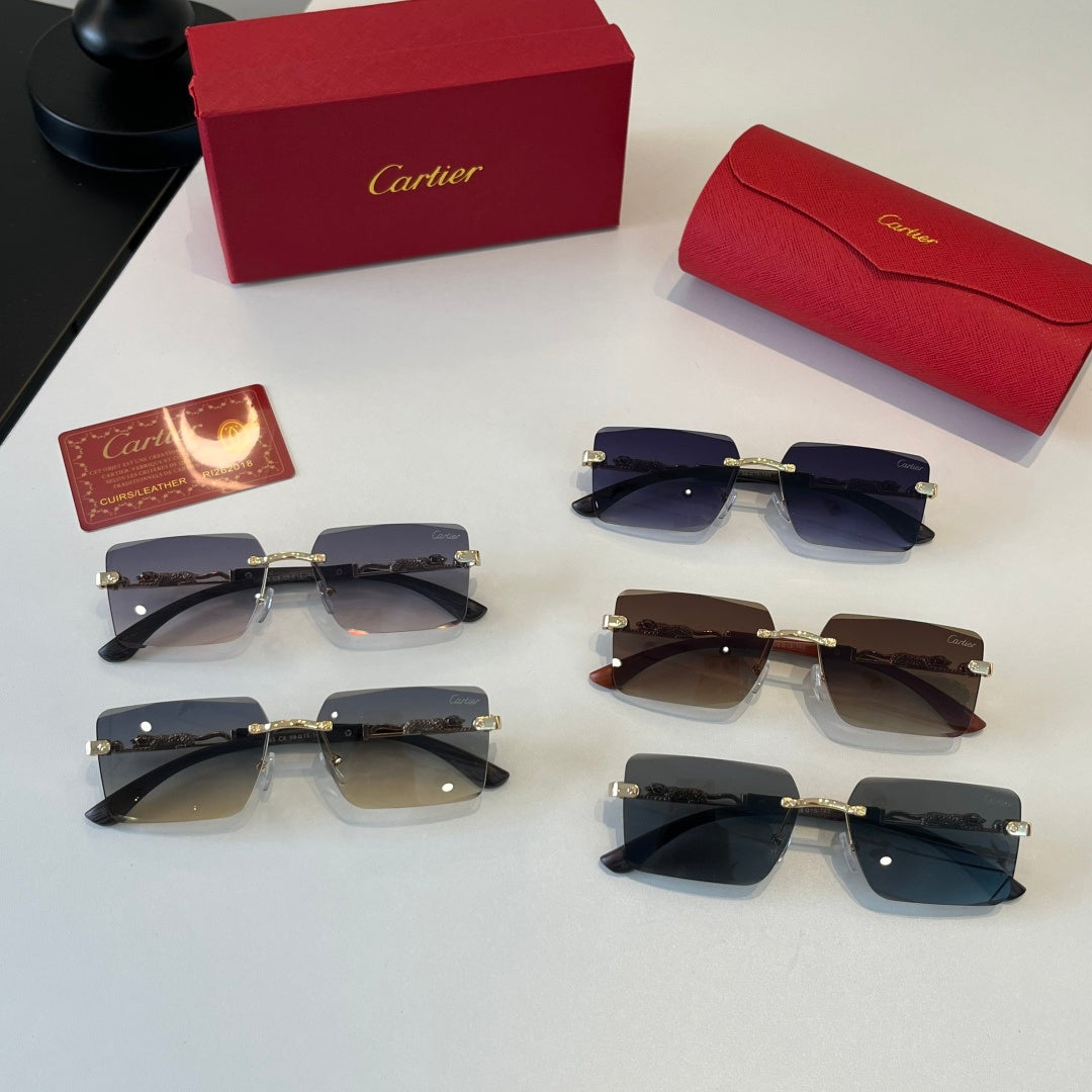 Cartier Lightweight Metal Rimless Brown Lens Sunglasses for Men & Wom - 372224 - detail image 10