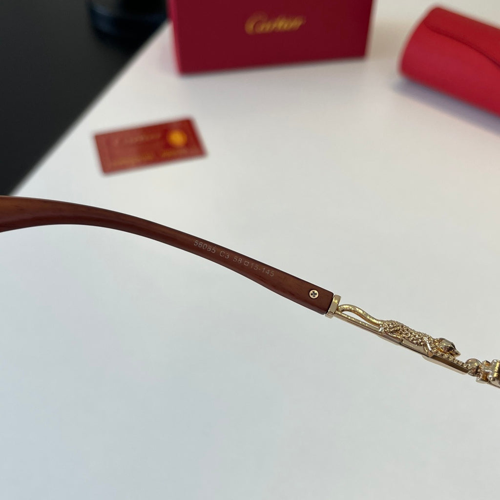 Cartier Lightweight Metal Rimless Brown Lens Sunglasses for Men & Wom - 372224 - detail image 8
