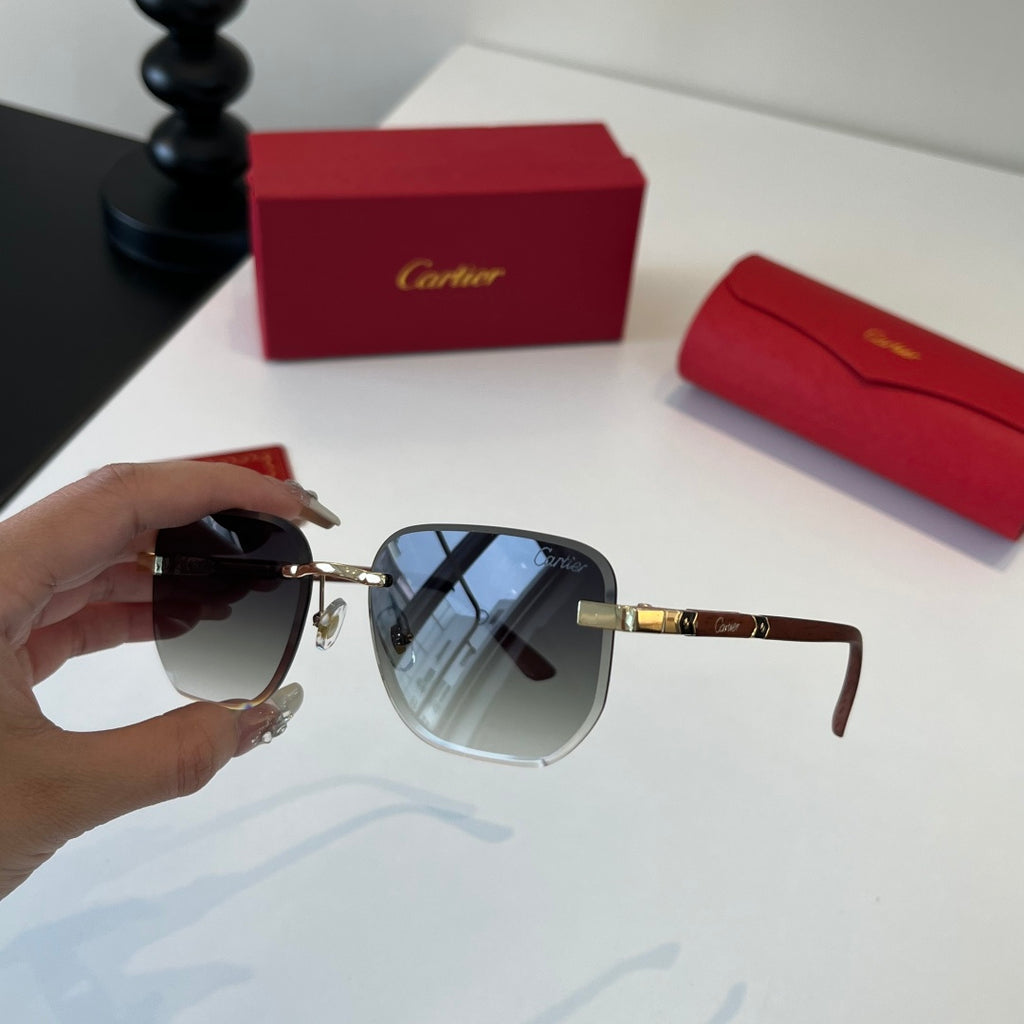 Cartier Lightweight Metal Rimless Silver Lens Sunglasses for Men & Wo - 132539 - detail image 4