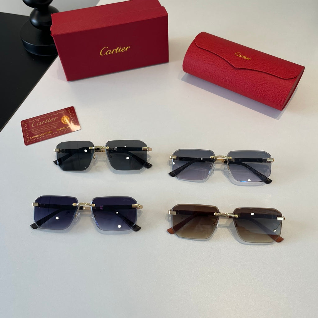 Cartier Lightweight Metal Rimless Blue Lens Sunglasses for Men & Wome - 415987 - detail image 10