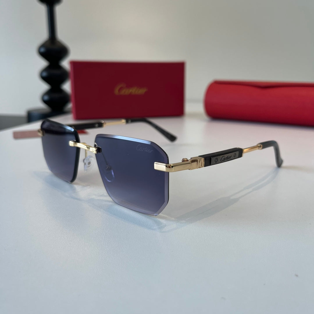 Cartier Lightweight Metal Rimless Blue Lens Sunglasses for Men & Wome - 415987 - detail image 3