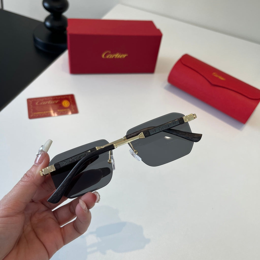 Cartier Lightweight Metal Rimless Silver Lens Sunglasses for Men & Wo - 372227 - detail image 4