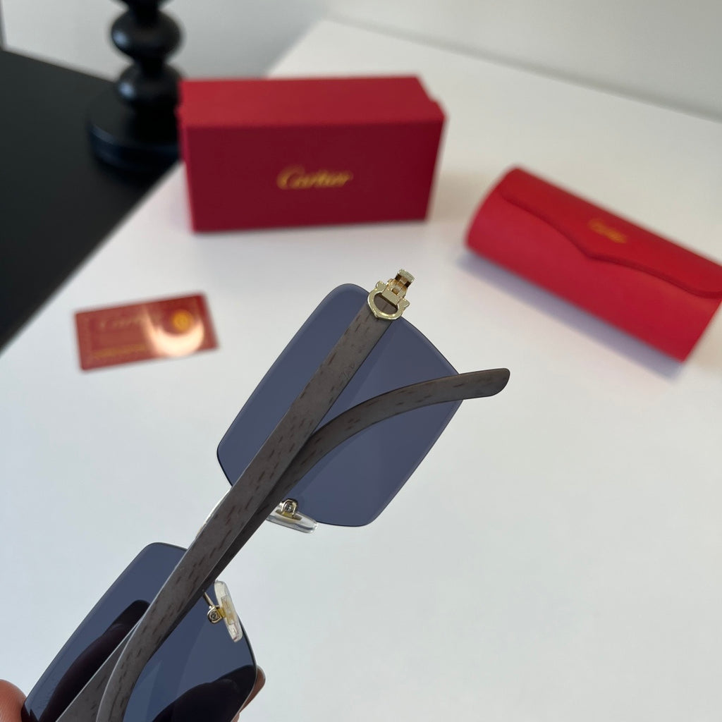 Cartier Lightweight Metal Rimless Blue Lens Sunglasses for Men & Wome - 372229 - detail image 7