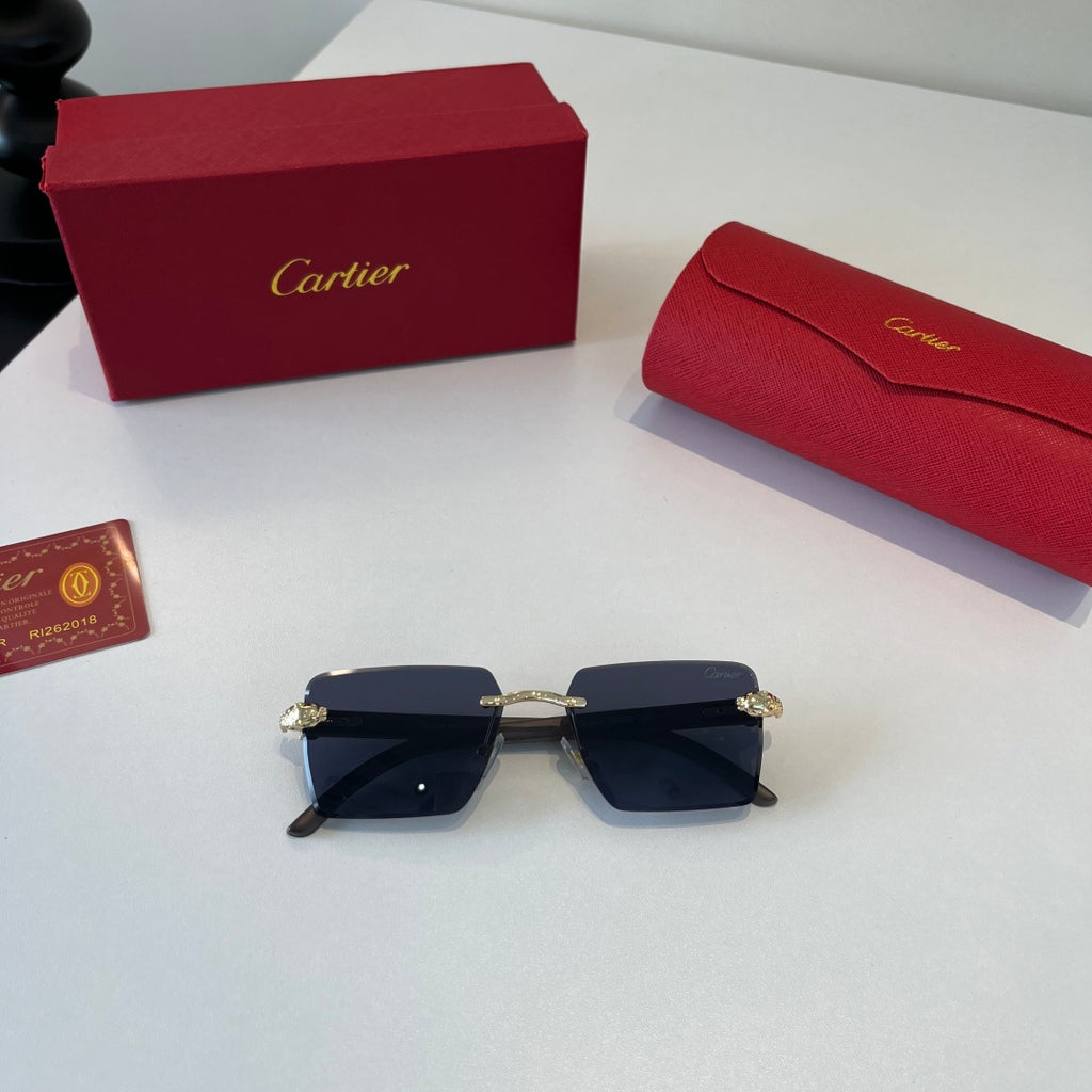Cartier Lightweight Metal Rimless Blue Lens Sunglasses for Men & Wome - 372229 - detail image 4