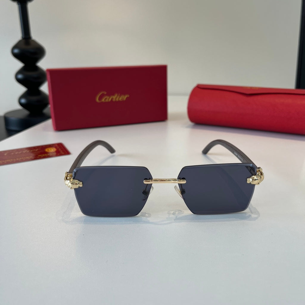 Cartier Lightweight Metal Rimless Blue Lens Sunglasses for Men & Wome - 372229 - detail image 2