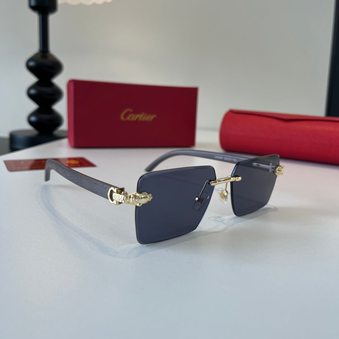 Cartier Lightweight Metal Rimless Blue Lens Sunglasses for Men & Wome - 372229