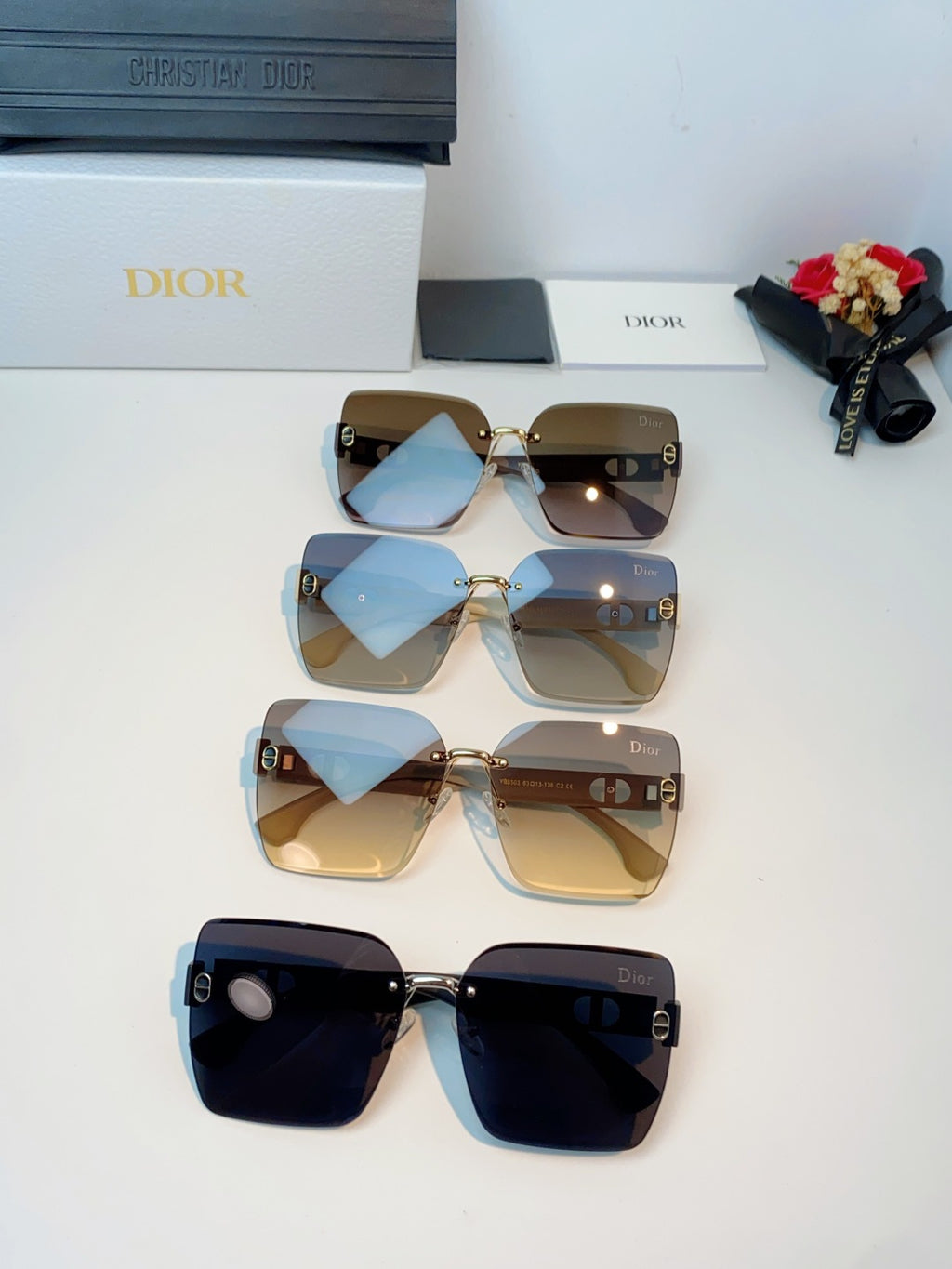 Dior Lightweight Rimless Black Lens Sunglasses for Men & Women - detail image 12