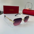 Cartier Lightweight Metal Rimless Purple Lens Sunglasses for Men & Wo - 399052