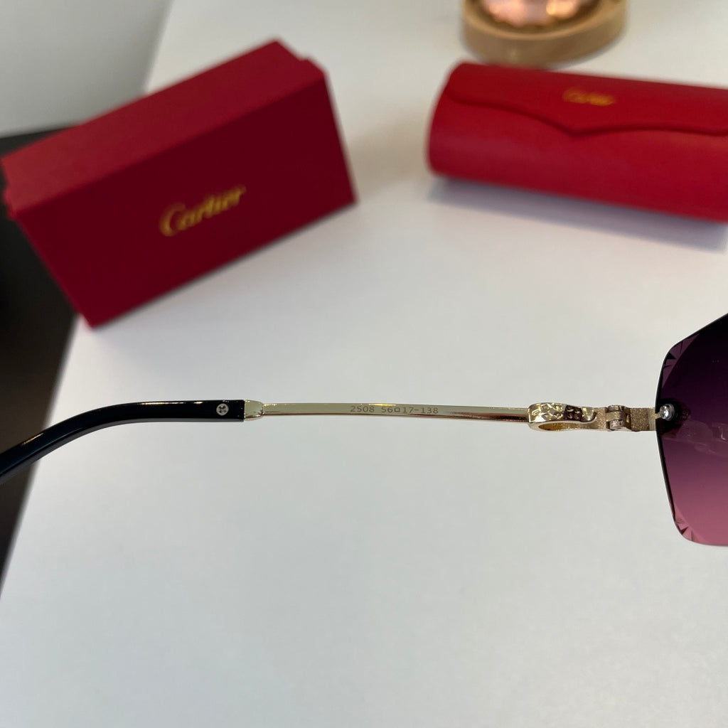 Cartier Lightweight Metal Rimless Purple Lens Sunglasses for Men & Wo - 399052 - detail image 9