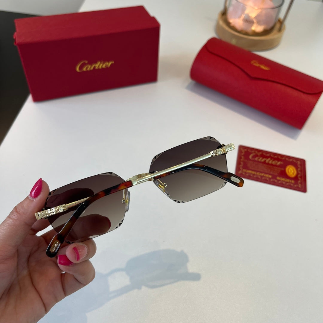 Cartier Lightweight Metal Rimless Silver Lens Sunglasses for Men & Wo - 358559 - detail image 8