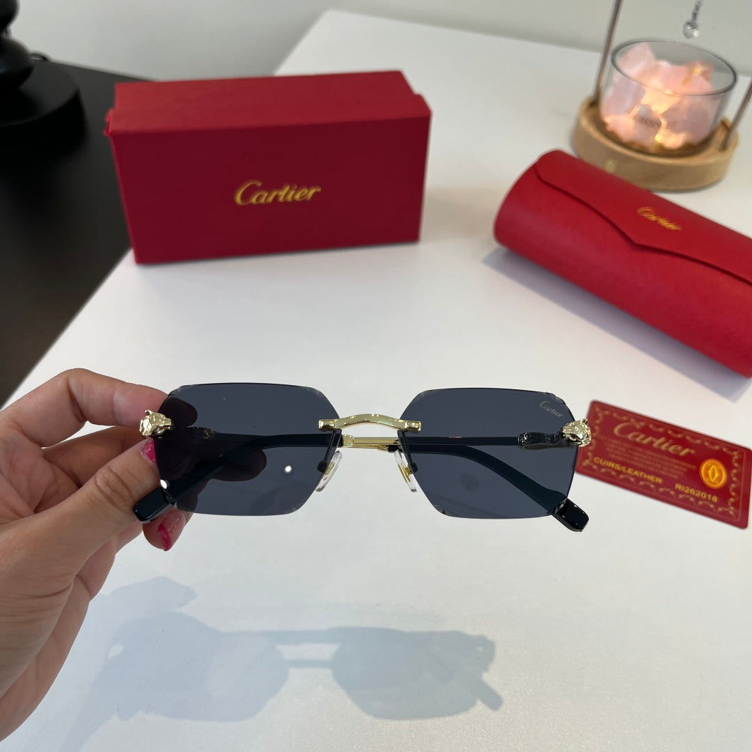 Cartier Lightweight Metal Rimless Blue Lens Sunglasses for Men & Wome - 358550 - detail image 4