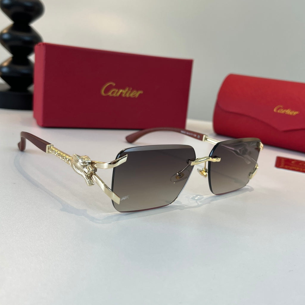 Cartier Lightweight Metal Rimless Silver Lens Sunglasses for Men & Wo - 415904
