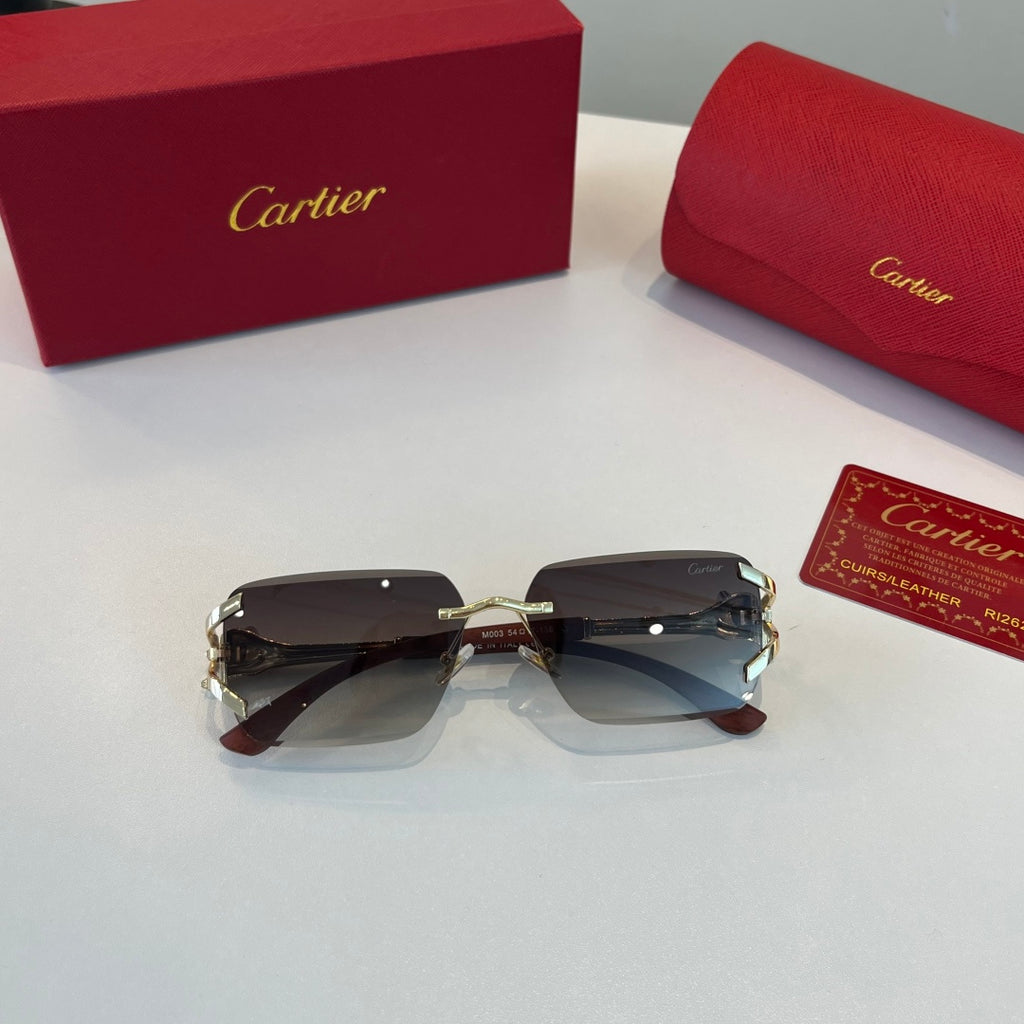 Cartier Lightweight Metal Rimless Silver Lens Sunglasses for Men & Wo - 487381 - detail image 5