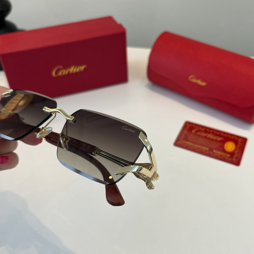 Cartier Lightweight Metal Rimless Silver Lens Sunglasses for Men & Wo - 487381 - detail image 7