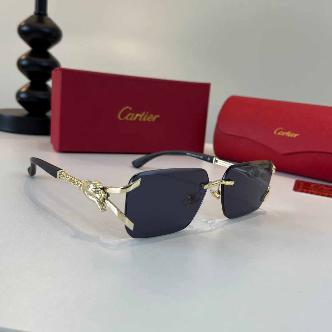 Cartier Lightweight Metal Rimless Red Lens Sunglasses for Men & Women - 449541
