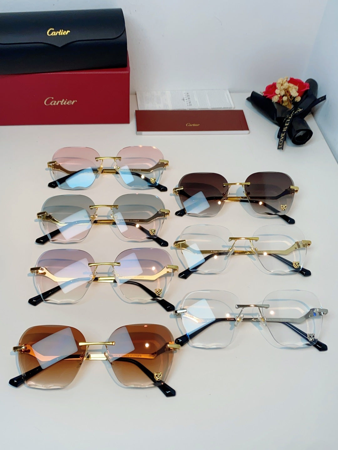 Cartier Photochromic Rimless Orange Lens Sunglasses for Men & Women - detail image 12