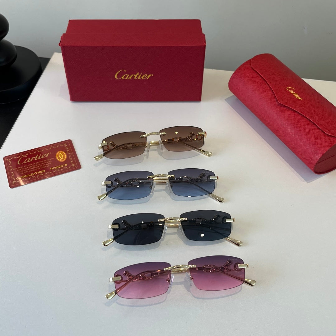 Cartier Lightweight Metal Rimless Brown Lens Sunglasses for Men & Wom - 432254 - detail image 10