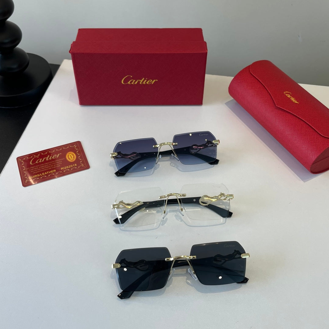 Cartier Lightweight Metal Rimless Blue Lens Sunglasses for Men & Wome - 493690 - detail image 11