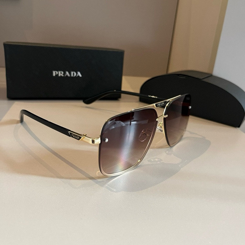 Prada Polarized Fashion Gold Lens Sunglasses for Men - 487103