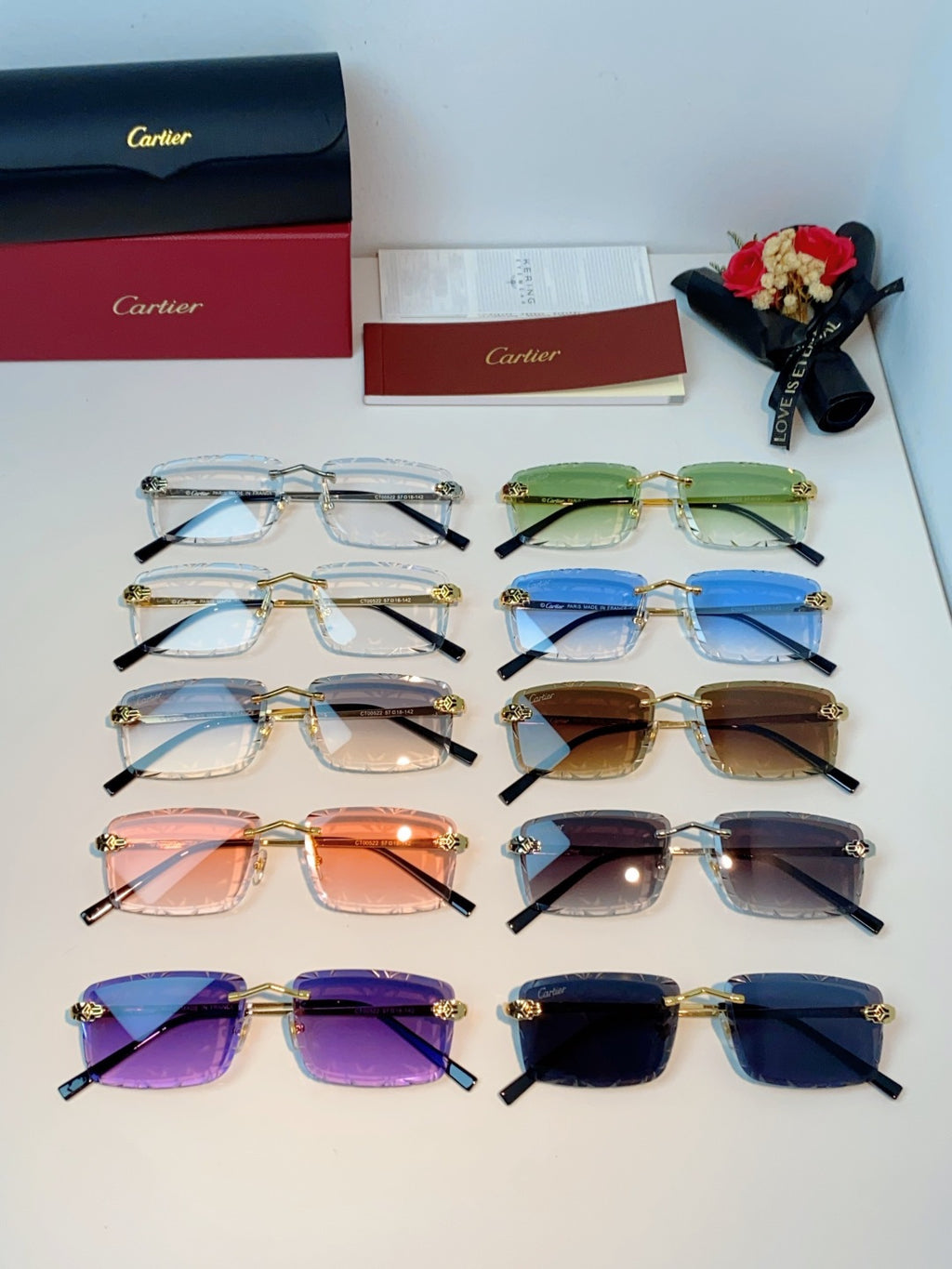 Cartier Lightweight Rimless Silver Lens Sunglasses for Men & Women - 487357 - detail image 12