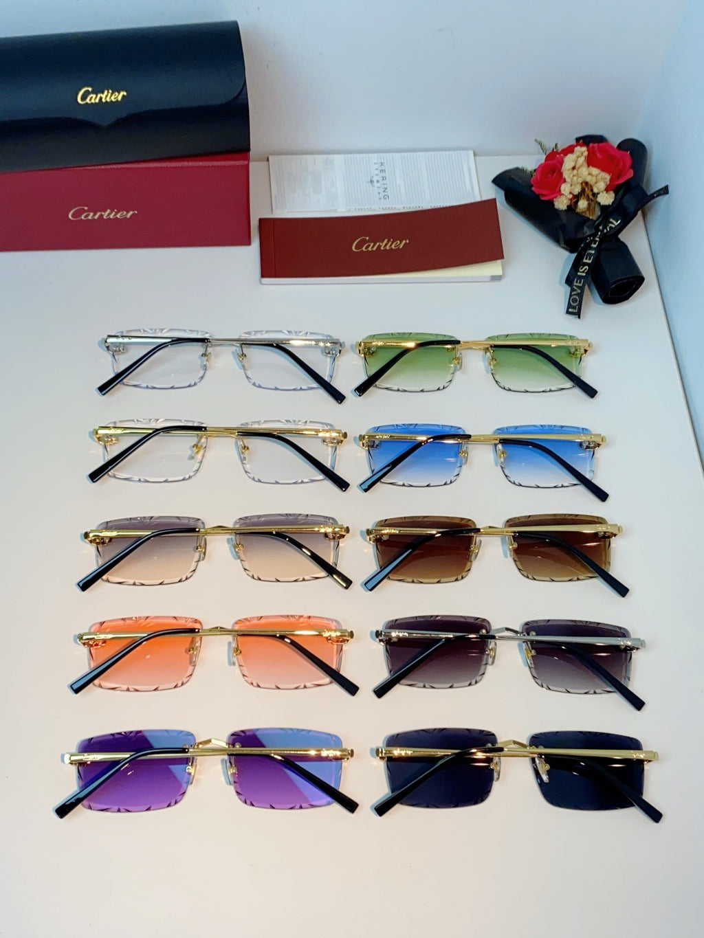 Cartier Lightweight Rimless Silver Lens Sunglasses for Men & Women - 487357 - detail image 11