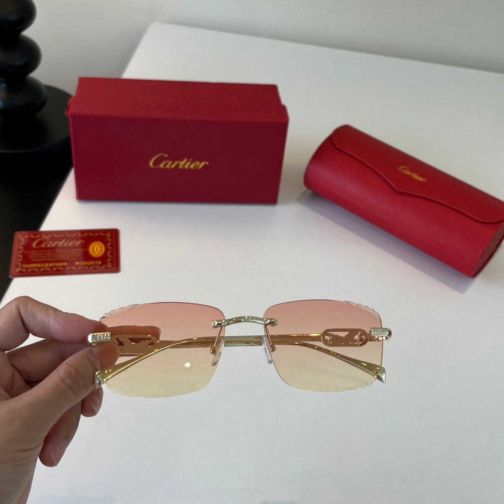 Cartier Lightweight Metal Rimless Gold Lens Sunglasses for Men & Wome - 432307 - detail image 5