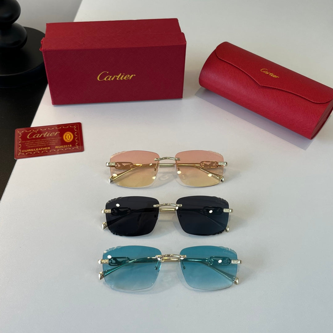 Cartier Lightweight Metal Rimless Gold Lens Sunglasses for Men & Wome - 432307 - detail image 9