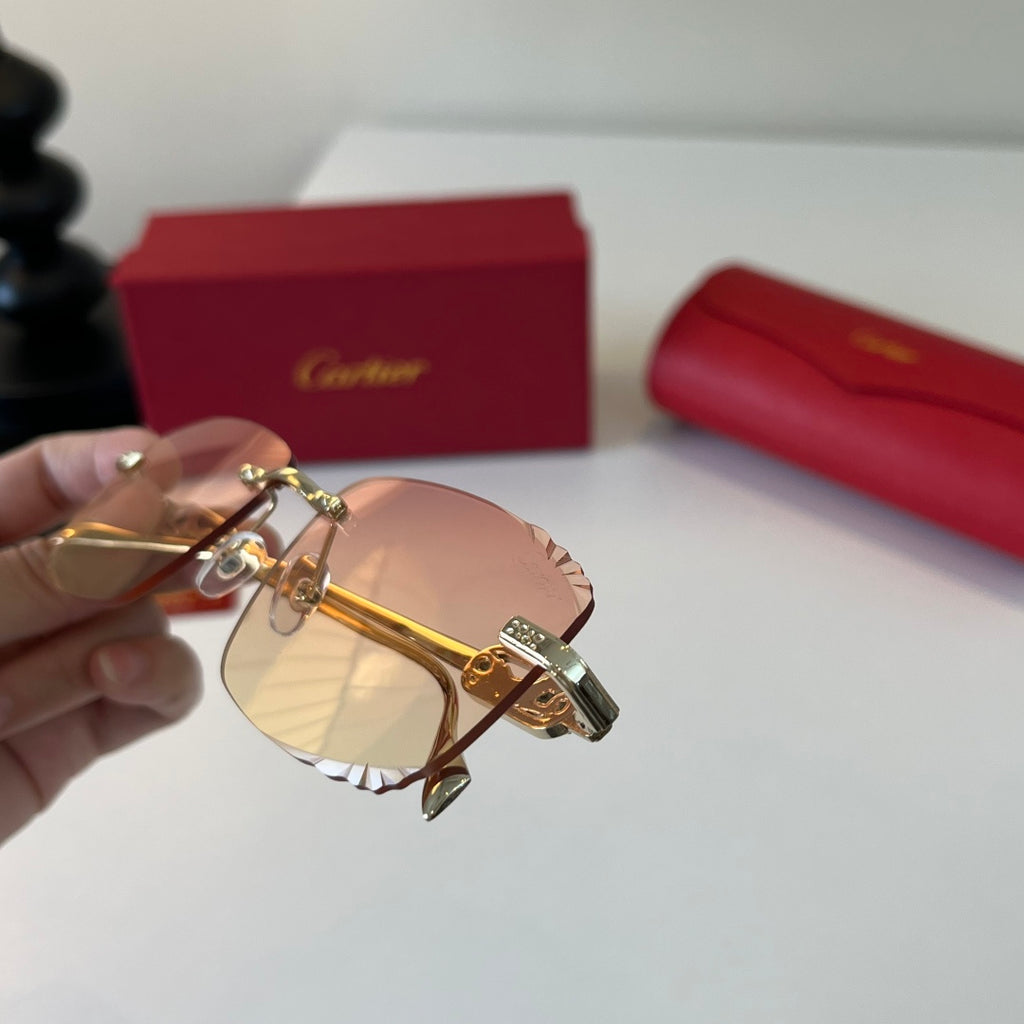 Cartier Lightweight Metal Rimless Gold Lens Sunglasses for Men & Wome - 432307 - detail image 6