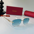 Cartier Lightweight Metal Rimless Blue Lens Sunglasses for Men & Wome - 358468