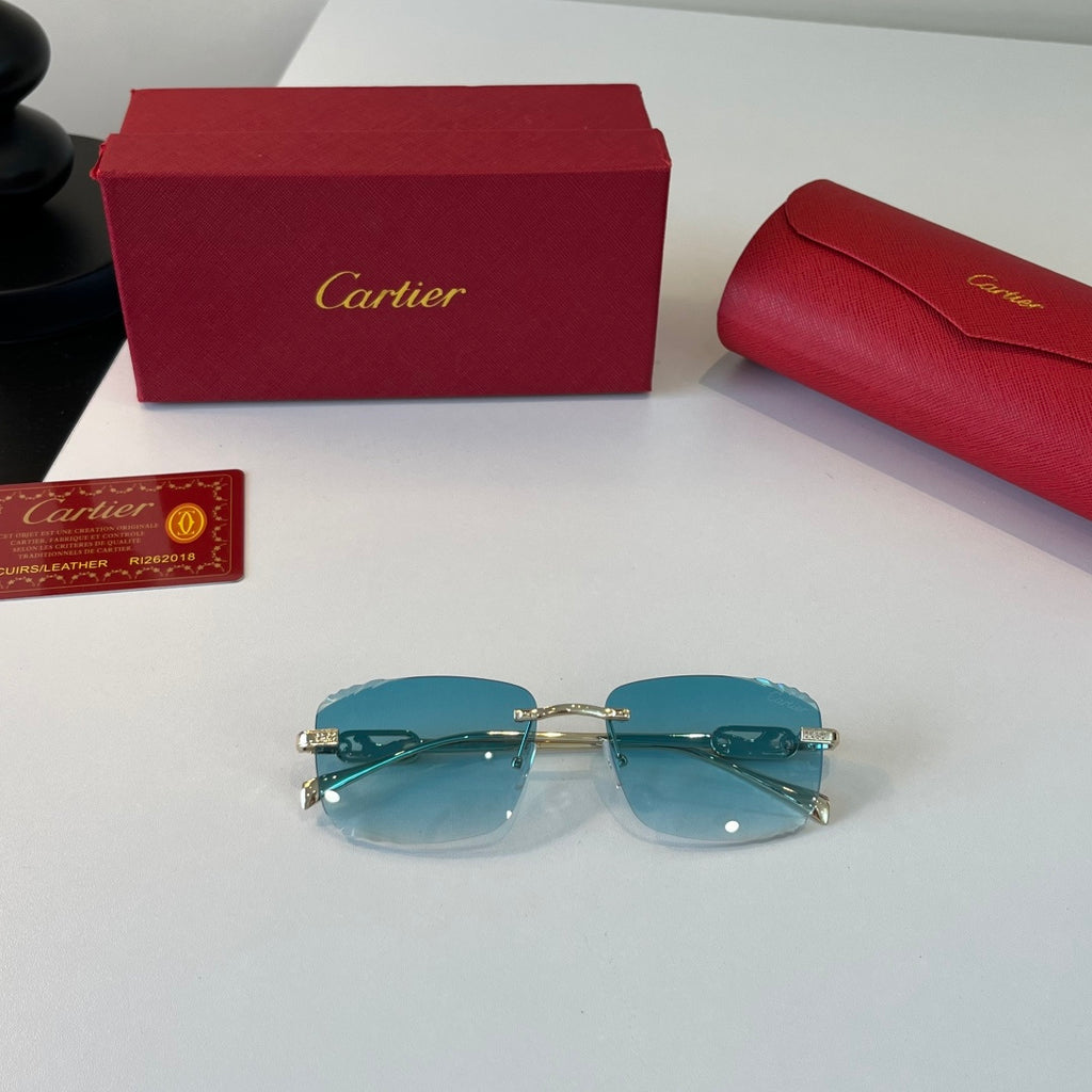 Cartier Lightweight Metal Rimless Blue Lens Sunglasses for Men & Wome - 358468 - detail image 4