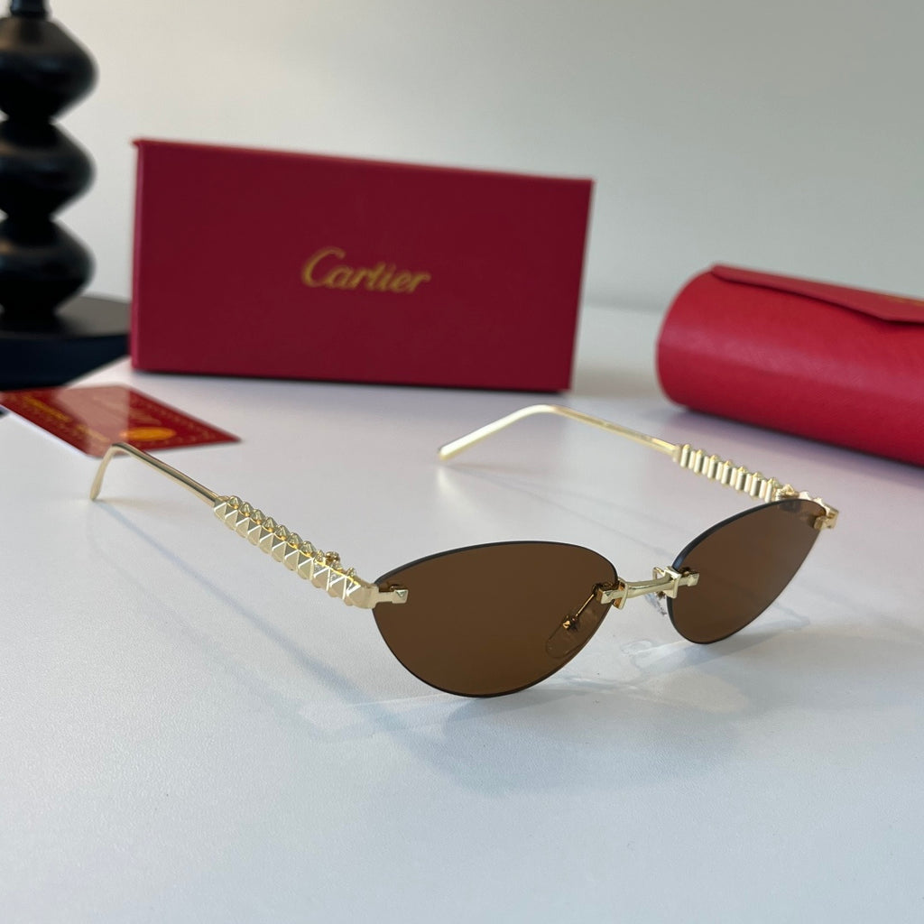 Cartier Lightweight Metal Rimless Brown Lens Sunglasses for Men & Wom - 399015 - detail image 2