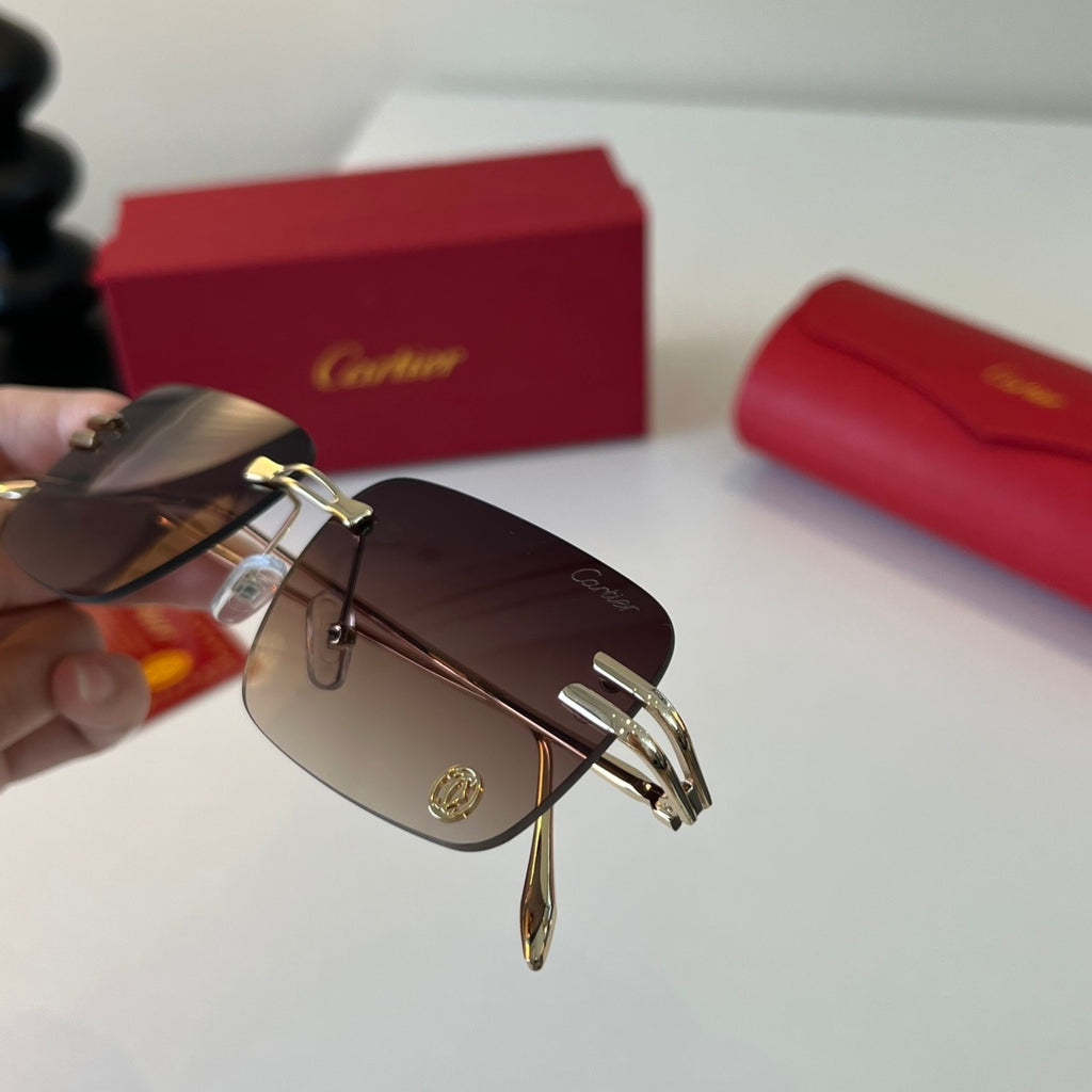Cartier Lightweight Metal Rimless Silver Lens Sunglasses for Men & Wo - 358475 - detail image 6