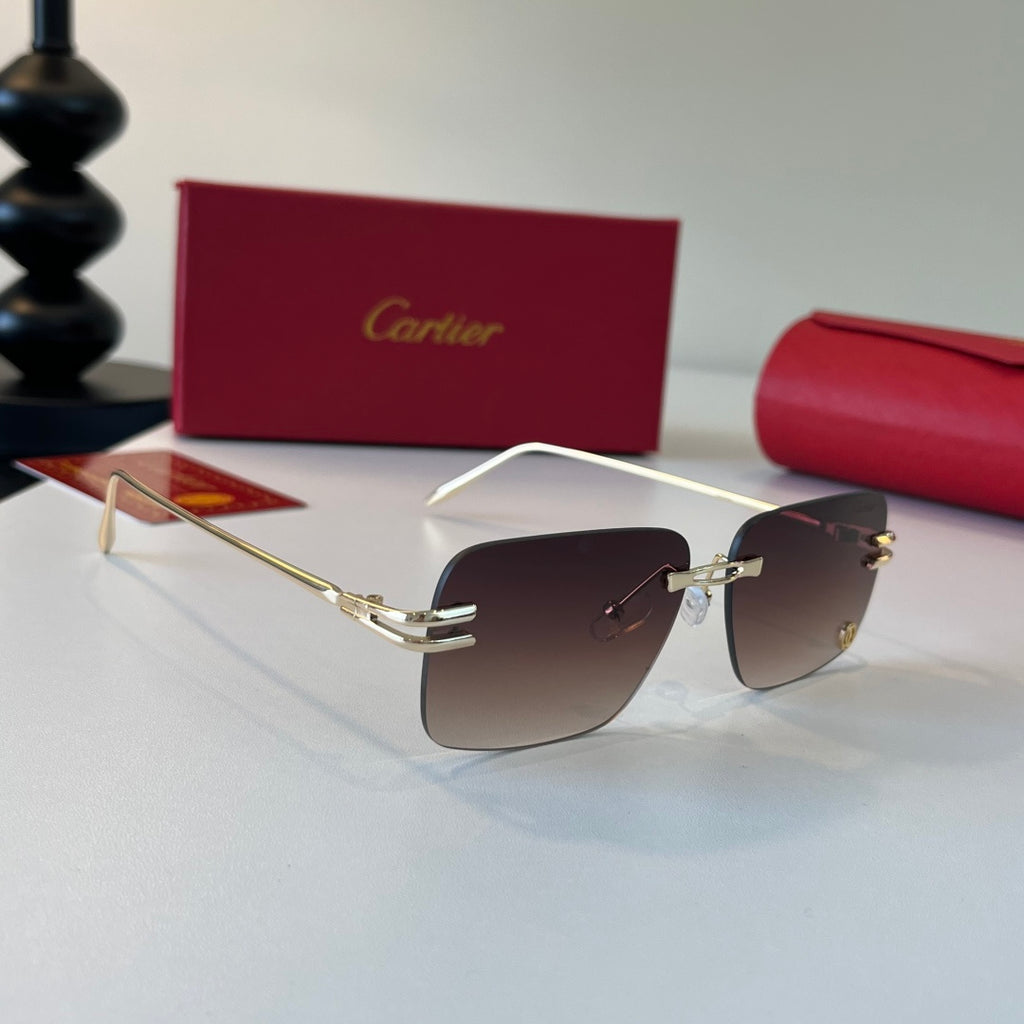 Cartier Lightweight Metal Rimless Silver Lens Sunglasses for Men & Wo - 493699