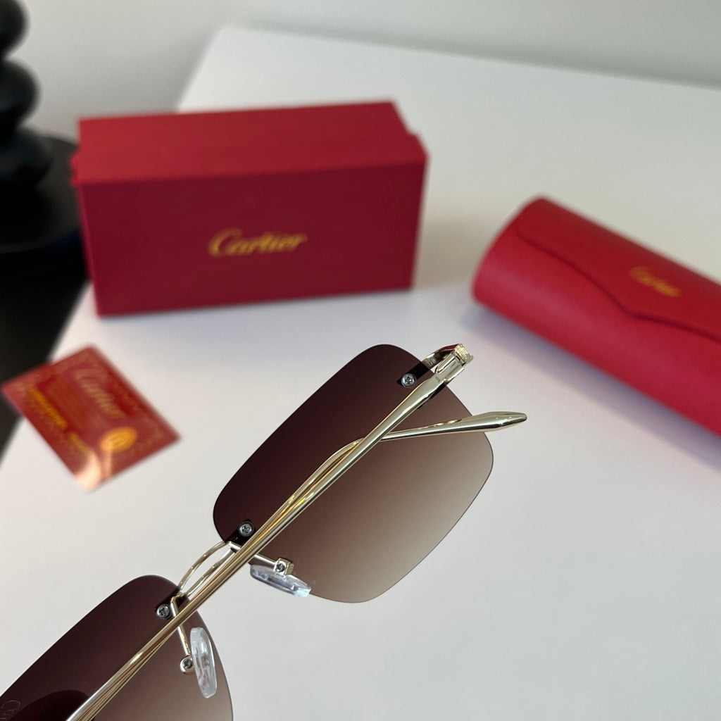 Cartier Lightweight Metal Rimless Silver Lens Sunglasses for Men & Wo - 358475 - detail image 7