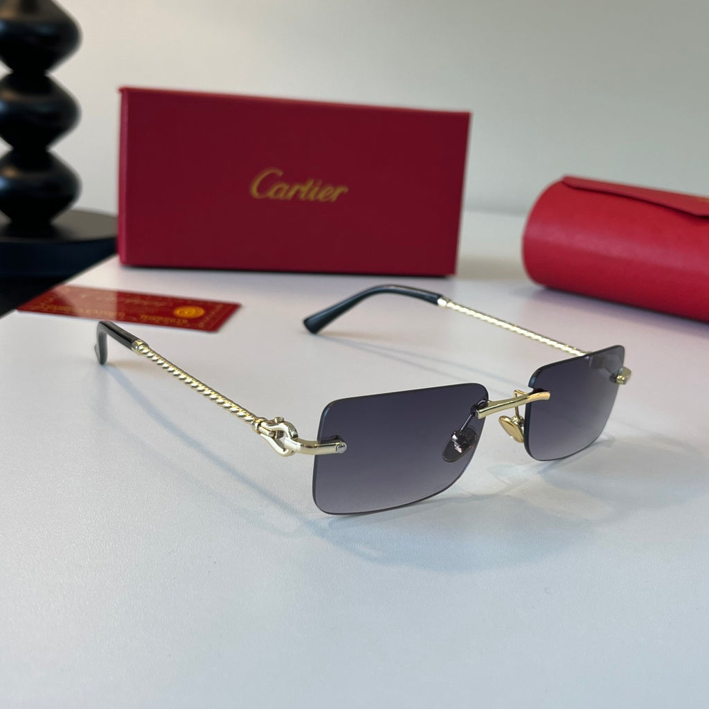 Cartier Lightweight Metal Rimless Silver Lens Sunglasses for Men & Wo - 465727