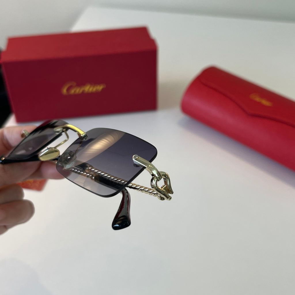 Cartier Lightweight Metal Rimless Silver Lens Sunglasses for Men & Wo - 465727 - detail image 7