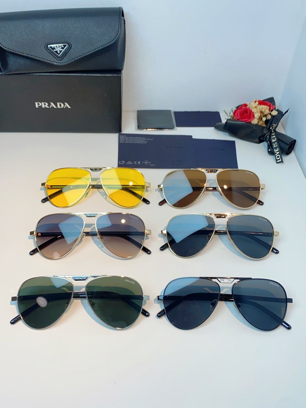 Prada Polarized Metal Aviator Gray Lens Sunglasses for Men & Women - 358457 - detail image 13