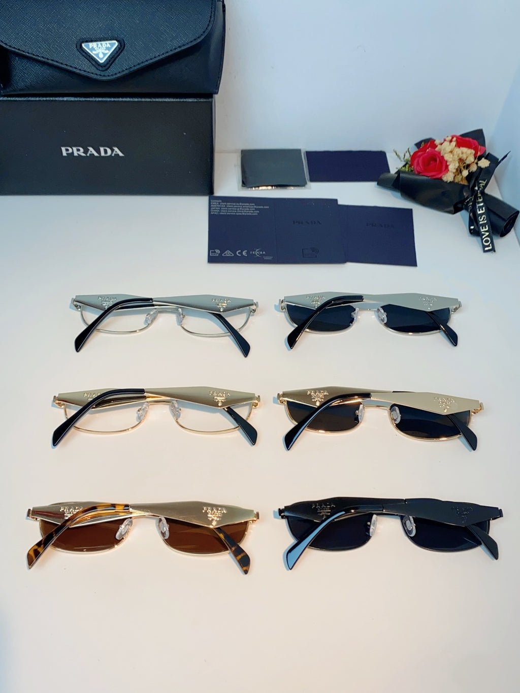 Prada Metal Oval Gold Lens Sunglasses for Men & Women - detail image 12