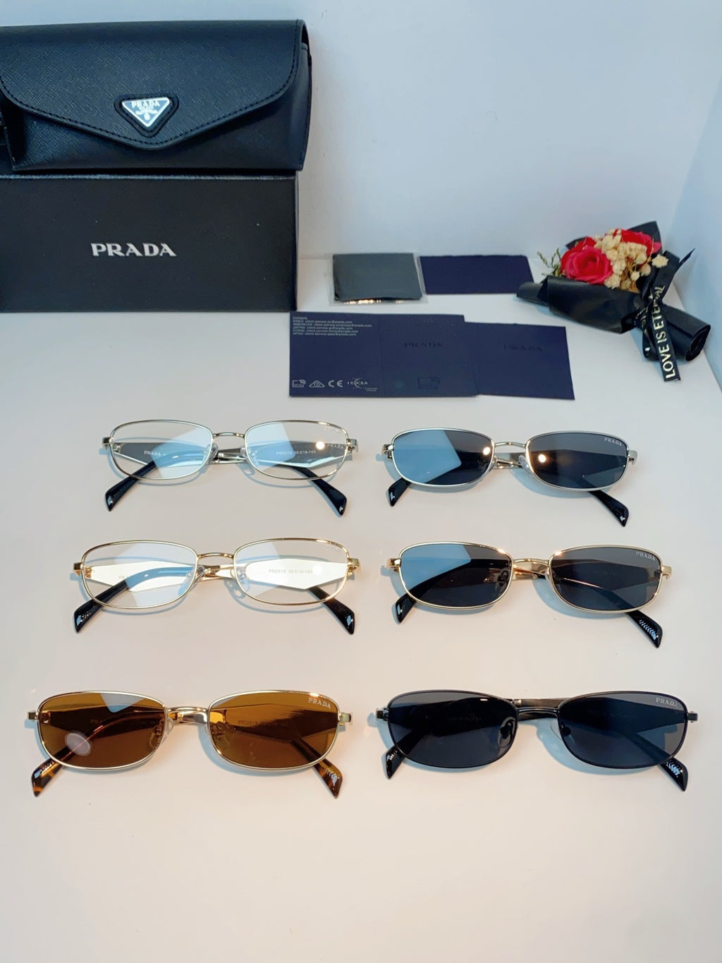 Prada Metal Oval Gold Lens Sunglasses for Men & Women - detail image 13