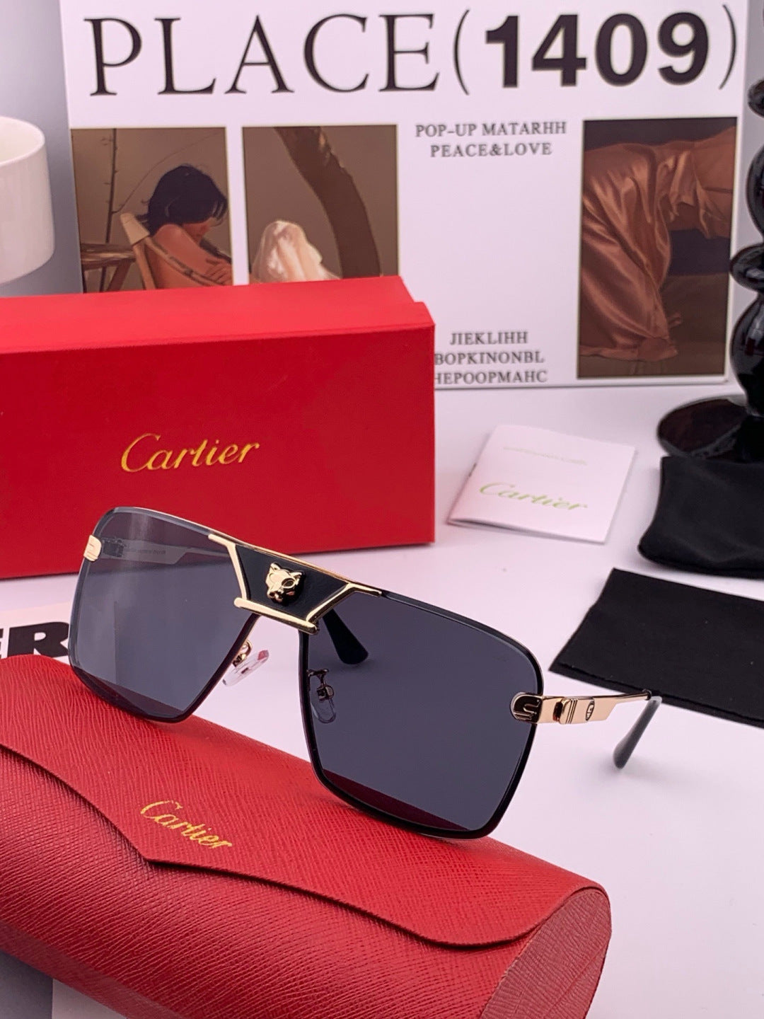 Cartier K11735 Fashion Black Lens Sunglasses for Men & Women - 358497 - detail image 2