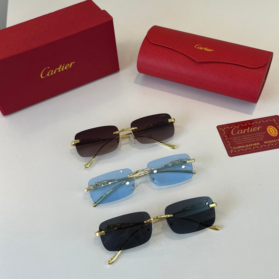 Cartier Lightweight Metal Rimless Silver Lens Sunglasses for Men & Wo - 382814 - detail image 12