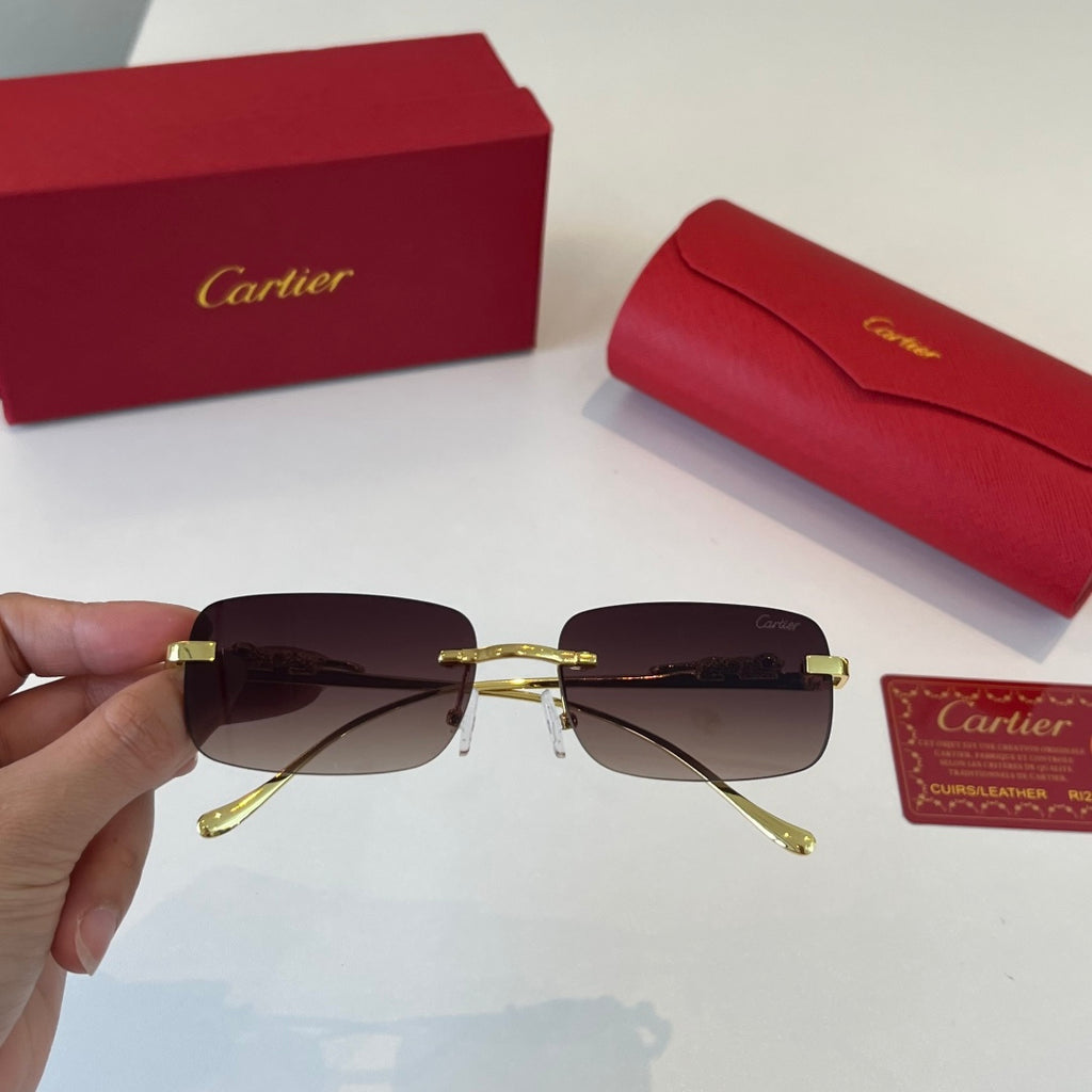 Cartier Lightweight Metal Rimless Silver Lens Sunglasses for Men & Wo - 382814 - detail image 5