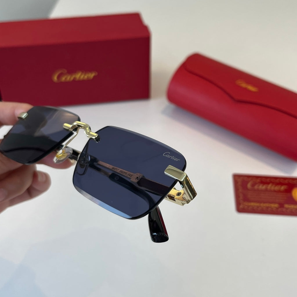 Cartier Lightweight Metal Rimless Blue Lens Sunglasses for Men & Wome - 358465 - detail image 6
