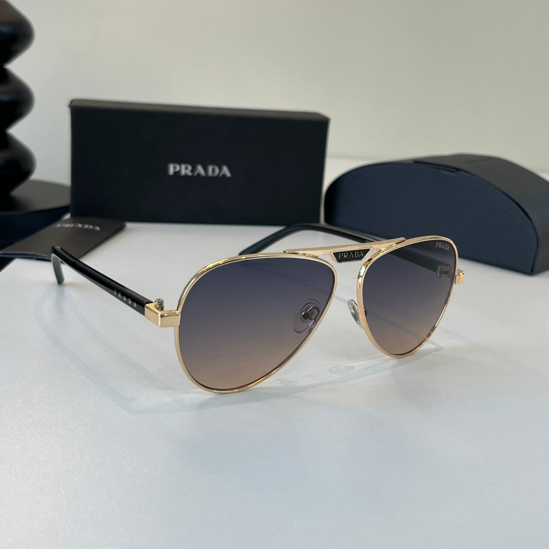 Prada Metal Aviator Silver Lens Sunglasses for Men & Women - 358364