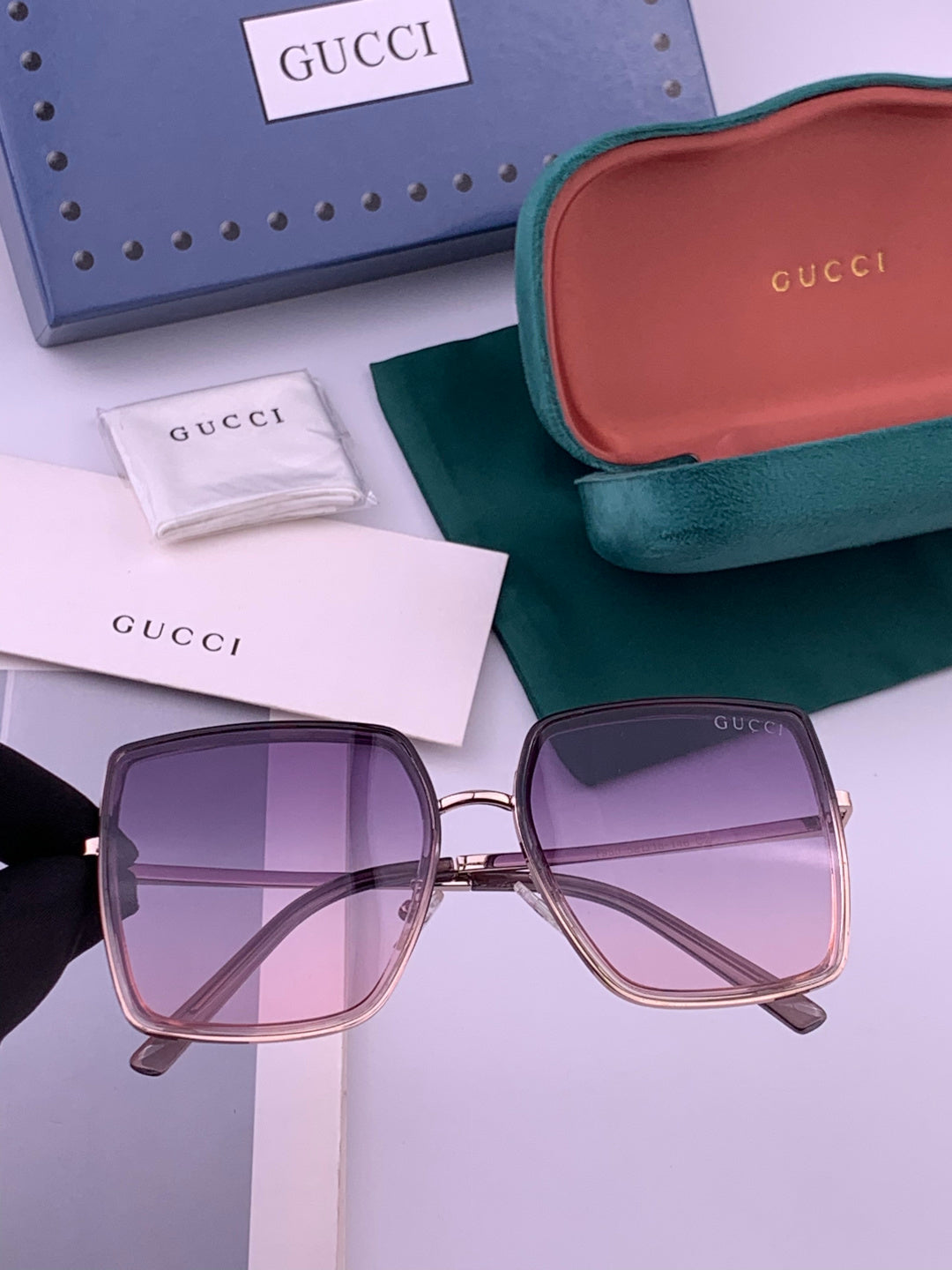 Gucci G0798 Polarized Square Black Lens Sunglasses for Women - 357891