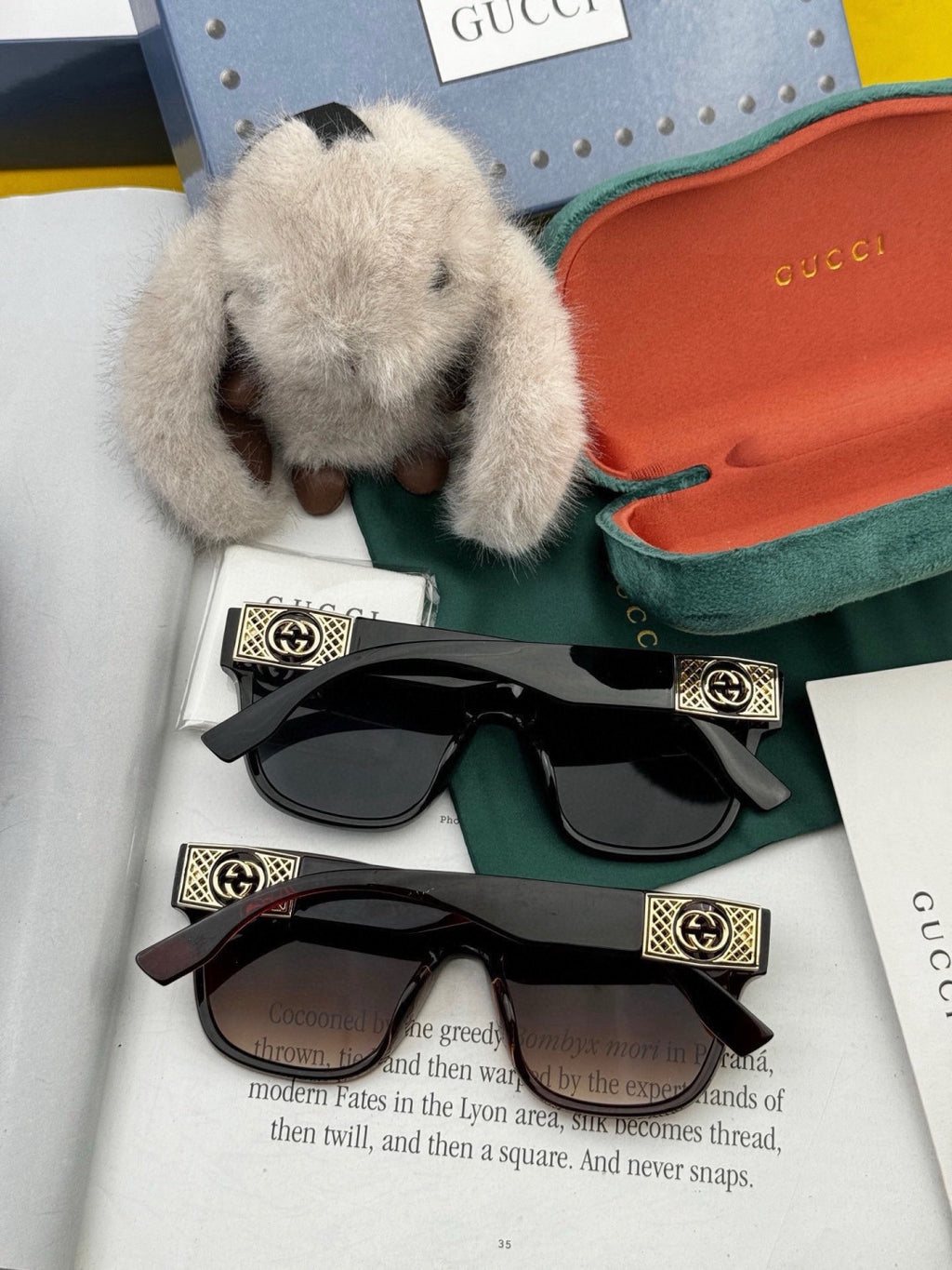 Gucci G35804 Square Gold Lens Sunglasses for Men & Women - 357849 - detail image 6