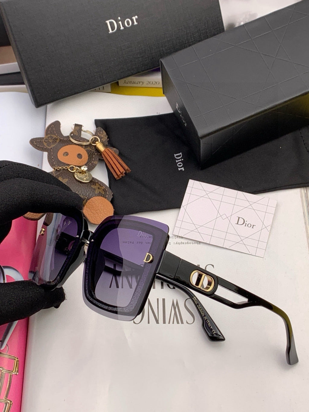 Dior CD9988 Polarized Square Pink Lens Sunglasses for Men & Women - 358239 - detail image 2